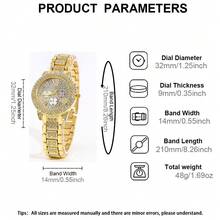 Set ceas de damă, ceas elegant cu cuarț și set de bijuterii, ceas la modă cu cadran rotund, colier cu strasuri, cercei, inel, brățară, potrivit pentru purtare zilnică, cadou de ziua de naștere, petrecere, reuniune de sărbători, de asemenea, un cadou ideal pentru tine sau pentru prieteni. Nu include cutie cadou. - Aur - Vizualizare 8