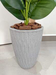 Artificial Ficus Lyrata With Wavy Cone Pot Home Garden - 淺灰色 - 查看 5