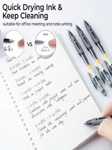 20pcs Black Retractable Ballpoint Pens, 0.5mm Black Ink Gel Pens, Smooth Writing, Suitable For School, Home, Office, Diary, Note-Taking, Versatile Color And Style