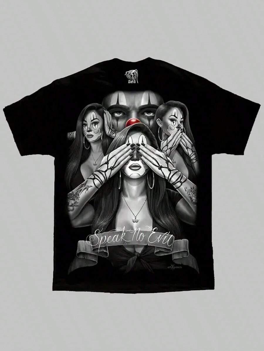 Speak No Evil Lowrider Homies Chicano Art David GonzalesT Shirt Back To School Halloween Vintage Shirts Graphic Tees Men Camisas Para Hombre Funny Shirts Printed & Shipped In USA - 黑色 - 查看 1