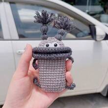 Estuche para auriculares con forma de salchicha hecho a mano, protector de llave de coche, bolsa para llave de casa, accesorio de llavero para mujer, billetera, monedero pequeño, cartera, monedero para dinero - Gris - Ver 2