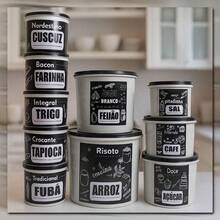 Kit 10 Potes , Potes Para Armazenamentos de Alimentos , Mantimentos com Condimento - Branco - Visão 1