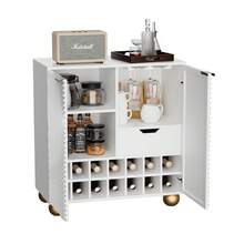 Drinks Cabinet Wine Storage Cabinet For 14 Bottles Bar Cabinet With Glass Holders Adjustable Shelf Floor Wooden Wine Side Board Sideboard Bar Table Buffet For Living Dining Room - 白色 - 查看 4