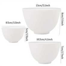 Set de 6 tazones de mezcla de silicona para mascarillas faciales - Herramienta profesional para mezclar mascarillas faciales (Blanco)