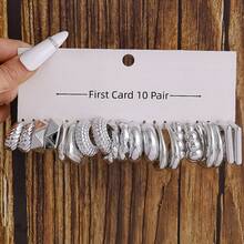 10pcs/40pcs Set Silver-Color CCB Exaggerated C-Shape Resin Earrings, Suitable For Party Gifts, Lightweight To Wear - New Models 1-40 Pairs - View 6