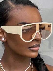 1pc New Vintage Oversized Fashion Glasses, Stylish Colorful Retro Fashion Glasses, Suitable For Daily Wear For Summer Beach Vacation,Outdoor,Travel