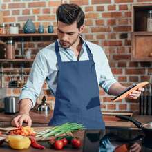 一件可调节成人围裙，带口袋，可机洗，适合厨师、园丁、面包师、花艺师、画家、咖啡师等，可用作工作服或厨房用品。 - 彩色 - 查看 8