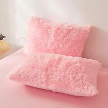 MRATIONFluffy Faux Fur Pink Comforter Cover Set Queen - Ultra Soft Plush Pink Bedding Sets 3 Pieces (1 Fluffy Duvet Cover + 2 Faux Fur Pillow Case) Cute Bed Set (Light Pink, Queen) - Baby Pink - View 10