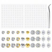 30-35pcs Fake Belly Piercing Cubic Zirconia Belly Button Rings Ear Lip Eyebrow Nose Non Piercing Studs Fake Piercing Jewelry - Multicolor-3 - View 11