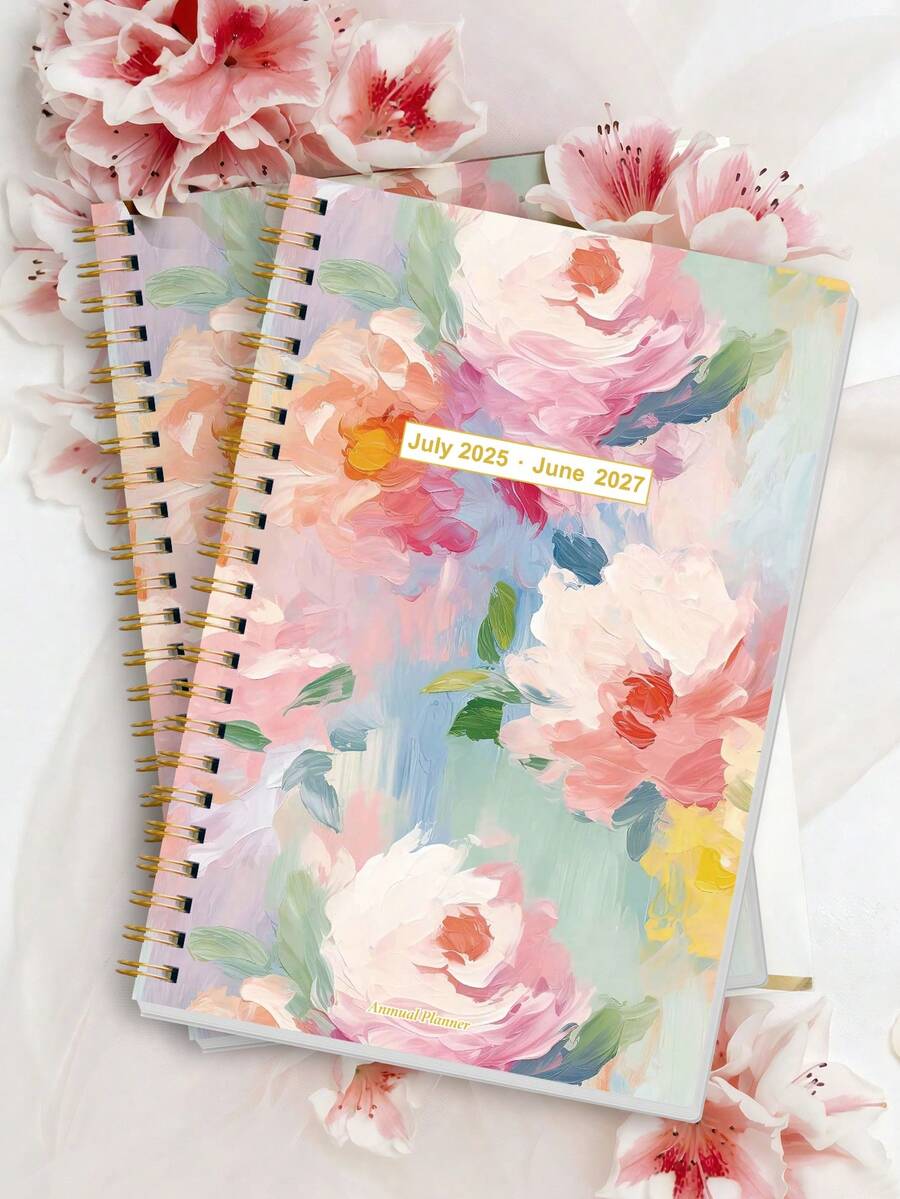 BUBU 2026-2027 学年周计划和月计划，2026 年 1 月 - 2027 年 12 月，5.7 英寸 X 8.1 英寸，软封面，线圈装订，学校和办公用品返校用品 - 粉色 - 查看 1