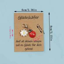 5 piezas Llavero de trébol y flor + tarjeta de bendición, llavero de trébol lindo, llavero de trébol de moda, material de aleación