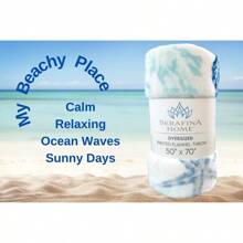 Ocean Life Coastal Throw Blanket: Soft Plush Veet Fleece Calming Hues Of Blues Beige On White Accent For Sofa Couch Chair Bed Or Dorm Coastal Shells