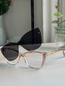 New Model Women's Eyeglass Frame / Glossy Side / Colorful Colors / WITH 2-In-1 FLANNEL CASE 65101 - 淺粉色 - 查看 2