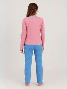 Women's Winter Long Pajamas Women Knitted Fabric Long Sleeve - Màu Lilac Tím - Xem 2