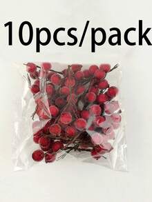 (10 Pieces/PCSK) Size 7cm * 4cm Christmas Crystal Berry Christmas Tree Decoration Gift Flower Decoration Red Wealth Crystal Berry Used For Room Vase Layout New Year Celebration Event