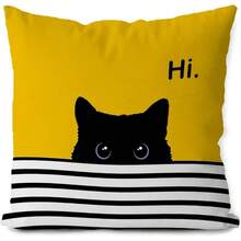 Geschenke für Katzenmamas: 18x18 Kissenbezüge - Gelb & Schwarz, Geschenkset für Katzenliebhaber