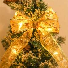 聖誕緞帶仙女燈串 金色與銀色燈條花環 聖誕樹裝飾 室內派對裝飾 - 電池盒聖誕緞帶 - 查看 6