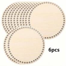 6/12 piezas Fondos de cesta tejida de madera, Fondos de cesta tejida redonda previamente perforados, Adecuado para manualidades DIY y cestas de almacenamiento hechas a mano