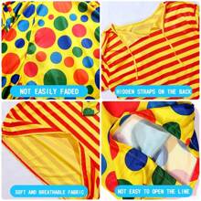 Halloween Weihnachten Outdoor Party Event Erwachsenen Clown Kostüm Bühnen-Make-up Ball Performance Kostüm Männer und Frauen Kleidung Set, verschiedene Stile des fröhlichen Clown Kostüms, Erwachsenen lustiges Rollenspiel Clown Set, nur Kleidung, keine Requisiten Bunte Perücken/Masken/Handschuhe/Schuhe