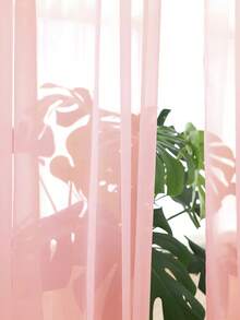 1 buah Tirai Tipis Transparan Elegan Warna Pink dengan Desain Kantong Tiang, Cocok untuk Kamar Tidur, Ruang Tamu, Dapur, Kamar Mandi, Dekorasi Rumah Modern - Berwarna merah muda - View 2