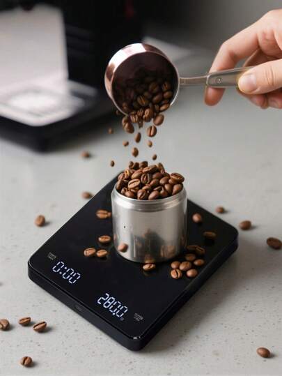 USB-uppladdningsbar elektronisk kaffevåg med timer, 3 kg/0,1 g minikaffevåg, droppkaffevåg, köksvåg med 3 mätenheter (G/Oz/Ml), bärbar digital matvåg, högprecisionsköksvåg