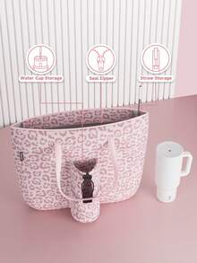 Meoky Tote Bag with Front Pocket and Zipper, Waterproof Shoulder Bag with Water Bottle Holder, Fits Laptop, Tumbler with Handle and Straw, Perfect for Daily Use, School, Travel, Work, and a Creative Gift Idea for Women - 粉色 - 查看 4