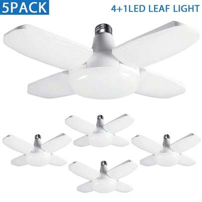 Mini LED Garage Light, 28W Deformable Garage Ceiling Lights,2800LM, 6500K Daylight 4 Adjustable Panels, E26/E27 Shop Lights For Basement, Barn, Workshop,High Bay Light