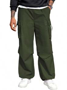 Zando Baggy Cargo Pants Men Parachute Pants Loose Fit Hop Harem Joggers With Pockets Streetwear - 粉色 - 查看 8