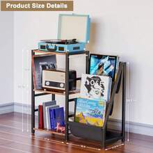Record Player Stand Turntable Stand With Vinyl Storage Record Player Table Storage Up To 200+ Albums Record Player Cabinet With 3Tier Vinyl Display Audio Media Living Room Table - như hình ảnh - Xem 2