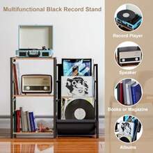 Record Player Stand Turntable Stand With Vinyl Storage Record Player Table Storage Up To 200+ Albums Record Player Cabinet With 3Tier Vinyl Display Audio Media Living Room Table - như hình ảnh - Xem 3