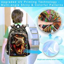3PCS Dinosaur Backpack For Boys, 16" Kids Bookbag Water Resistant For Boy, Lightweight Backpacks With Lunch Box Pencil Case - Brown - View 8
