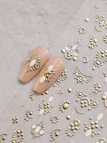 Beautizon Nailartlab 1张5D图腾浮雕美甲贴纸，DIY Y2K风格美甲沙龙贴纸，自粘美甲用品，美甲沙龙用品 - 彩色 - 查看 3