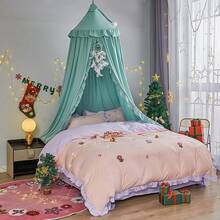Mosquito Net Bed VETHIN Bed Canopy Girls,Princess Round Dome Dreamy Mosquito Net Bedding Girls Room Castle Tent Hanging Decor Reading Nook Canopies (White) - 綠色 - 查看 2