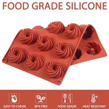 Silicone Swirl Donut Mold, 15-Cavity Mini Spiral Cake Pan, 11.5 X 6.6 Inches, 1-Pack, Terra Cotta - Multicolor - View 5