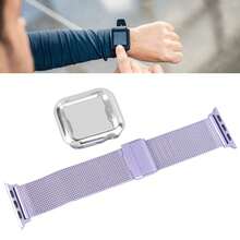 Para correas de reloj de Apple de los hombres, Milanese Mesh Loop para Apple Watch Series4-6 40mm, ajuste de reemplazo de acero inoxidable correa de reloj para Ios Watch,1.6inch reemplazo de la correa de acero inoxidable de protección de metal correa de la banda - Púrpura claro - Ver 8