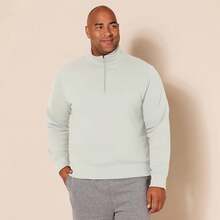 Men's Long-Sleeve Quarter-Zip Pullover Fleece Sweatshirt, Style - 灰色 - 查看 5