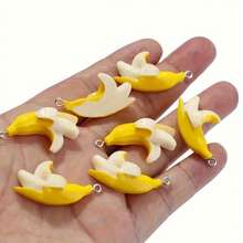 12 Stylish Yellow Banana Resin Pendants, Suitable For DIY Making Keychains And Earrings, Offering Various Designs Of Accessories, Suitable For Bracelet And Necklace Making, Suitable For Daily Wear, Charms - 黃色 - 查看 6