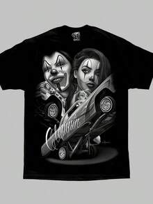 [Homies Art] Cotton Homies Art T Shirt, Straight Clowning Payasa Lowrider Chola D Gonzales DGA | Comfortable Men's Round Neck Short Sleeves 180g Back To School Halloween Vintage Shirts Graphic Tees Men Camisas Para Hombre Funny Shirts Printed & Shipped In USA - màu đen - Xem 1
