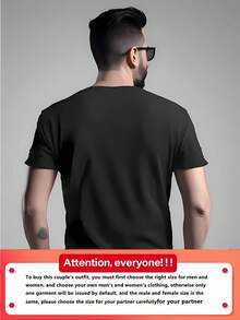 1PC Envío Local - Camiseta de Estilo de Pareja para el Día de San Valentín - Camiseta de Caramelo de Especia para Parejas - Regalo de San Valentín, Estilo Deportivo Casual Unisex con Impresión de Letras Divertidas - Suave y Cómoda, Adecuada para Él y Ella, Muy Adecuada para el Día de San Valentín y Ropa Casual - Hombres - Negro - Ver 3