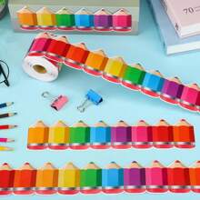 1pc / 32.8 Feet Colored Pencil Border Roll - Self-Adhesive Bulletin Board Decoration For Back To School, Office, Classroom, And Home Use - Perfect For Displaying Pencils, Erasers, And Markers, Ideal For Teacher Classroom Decor, Classroom Accessories With Vivid Design And Easy Installation