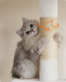 Cat Tree, 84 Cm Tower, L, Condo For Large Cats Up To 7 Kg, Large Perch, 2 Caves, Scratching Post, Cream White - White - View 4