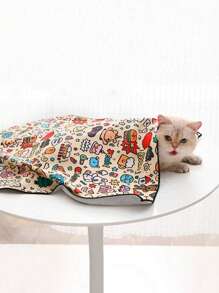 1 pièce Sac de contention pour toilettage de chat, Enveloppe d'emmaillotage auto-adhésive multifonctionnelle pour chat, Fournitures de toilettage de chat avec imprimé de dessin animé mignon, Contention de chat pour le calme, Durable et confortable pour la coupe des ongles, l'alimentation, le brossage des dents, le nettoyage des oreilles, le rasage des poils des pattes, polyvalent et portable pour les soins du chat