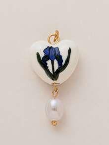 1 件珐琅心形吊坠，花朵图案代表出生十二个月，珍珠吊坠，适合 DIY 项链、手链、耳环、钥匙扣、包链，电镀 18K 金，女士珠宝配饰，DIY 配饰 - 白色 - 查看 7