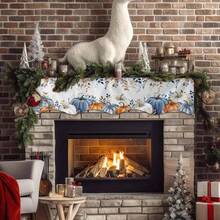 1 Stück blau-orange Kürbis Herbst Kaminsims Schal Abdeckung, Thanksgiving botanische Blätter Kaminsims Schals Kaminsims Regal Tischläufer für saisonale Feiertagsparty Heim Dekorationen