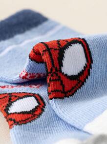 Marvel 6双儿童可爱超级英雄蜘蛛侠系列袜子男童中筒袜韩国卡通秋冬女童袜子儿童蜘蛛侠超级英雄人物袜子 - 彩色 - 查看 3