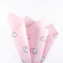Sanrio 10 Pcs Of Kitten Bow Flower Wrapping Paper, With The Cute Hello Kitty Pattern As The Theme, Suitable For Various Occasions. Whether It's Halloween, Christmas Or Valentine's Day, It Can Add To The Festive Atmosphere For You. In Addition, It Is Also Very Suitable For Packaging Wedding Flowers, Adding A Romantic Touch To Your Special Moment.