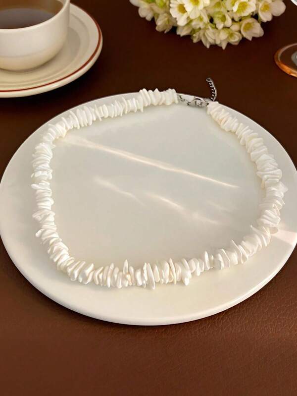 1 Stück Unisex Weiße Puka Muschel Halskette, Hawaii Sommer Strand Surfer Muschelhalskette