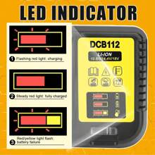 IKUNQUAN 2 Pack 8.0AH Replacement For Dewalt Battery 18V,With Charger & LED Indicator,Replacement For DCB184 DCB182 DCB180 DCB200 DCB184 Battery For Power Tools - Yellow - View 8