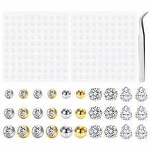 30-35pcs Fake Belly Piercing Cubic Zirconia Belly Button Rings Ear Lip Eyebrow Nose Non Piercing Studs Fake Piercing Jewelry - Multicolor-3 - View 12