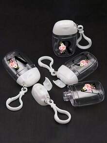 粉色秋海棠字母 A-Z 创意印花图案，透明洗手液空瓶，旅行装，带挂钩白色翻盖，可重复使用瓶盖，便携式空瓶可重新灌装，化妆品容器，适用于液体乳液，旅行装，家庭收纳装，户外旅行装，是送给家人和朋友的贴心礼物，毕业礼物，母亲节礼物，周年纪念礼物。 - 彩色 - 查看 3